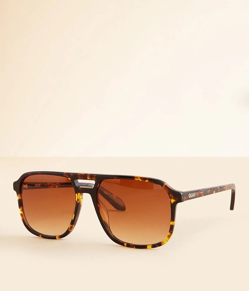 QUAY On The Fly Aviator Sunglasses