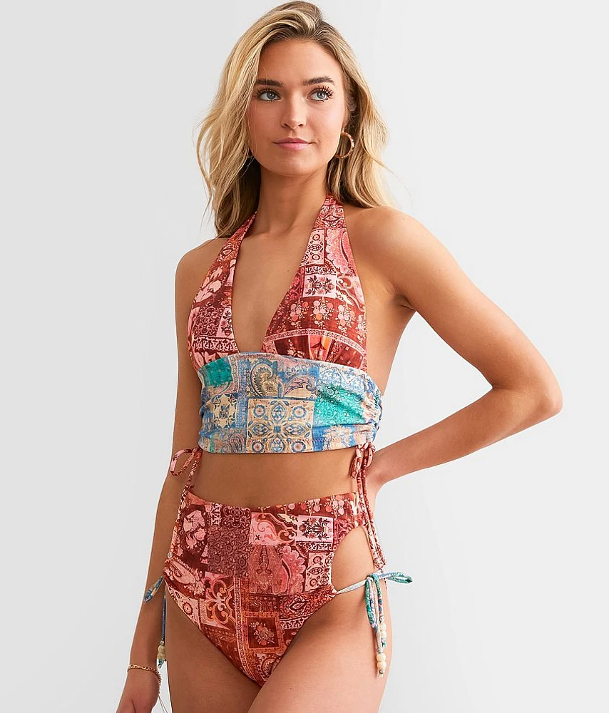 Power 2 The Flower Stella Halter Swim Top