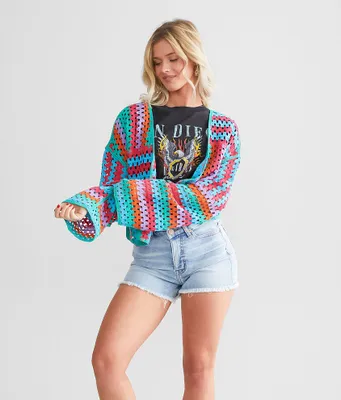 RD Style Crochet Cropped Cardigan Sweater