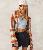Crochet Cropped Cardigan Sweater