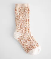 BKE Muk Luks Leopard Cozy Boot Socks