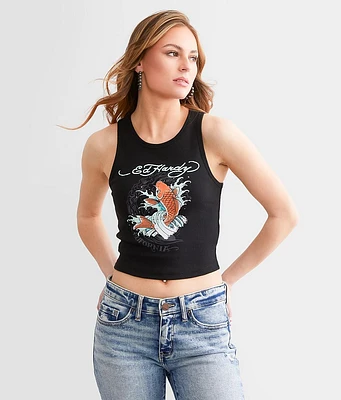 Ed Hardy Cali Koi Cropped Tank Top