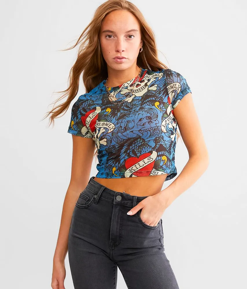 Ed Hardy Skulls Cropped T-Shirt