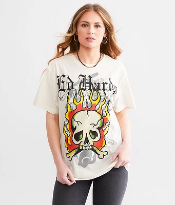 Ed Hardy Flame Skull Throwback T-Shirt