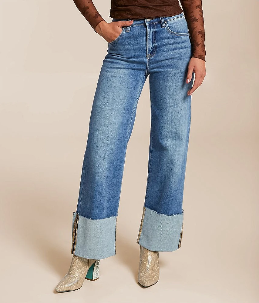 Risen High Rise Wide Leg Stretch Cuffed Jean