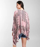 Handkerchief Hem Floral Kimono