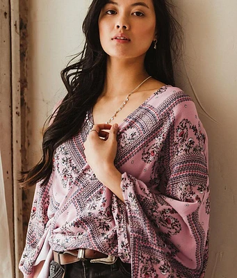 Handkerchief Hem Floral Kimono