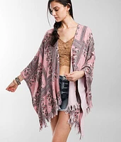 Handkerchief Hem Floral Kimono