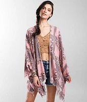 Handkerchief Hem Floral Kimono