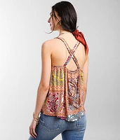 Patchwork Keyhole Tank Top