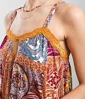 Patchwork Keyhole Tank Top