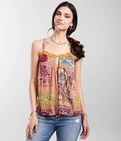 Patchwork Keyhole Tank Top