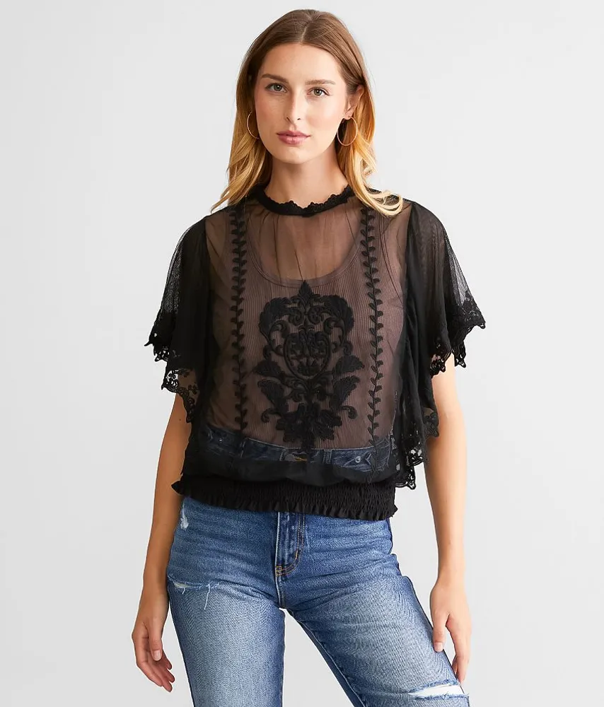 Daytrip Sheer Mesh Lace Top