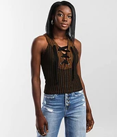 Textured Lace-Up Tank Top