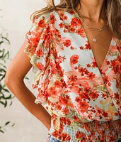 Floral Chiffon Surplice Top