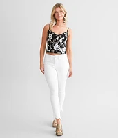 Floral Embroidered Mesh Cropped Tank Top