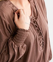 Lace-Up Dolman Top