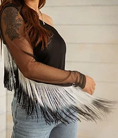 One Shoulder Fringe Top