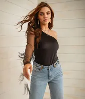 One Shoulder Fringe Top