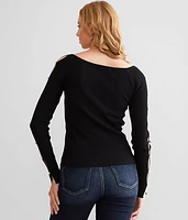 Cut-Out Faux Pearl Top