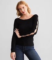 Cut-Out Faux Pearl Top