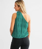 Textured One Shoulder Tank Top