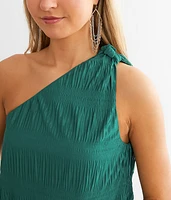 Textured One Shoulder Tank Top