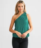 Textured One Shoulder Tank Top