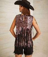 Sequin Fringe Tank Top