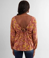 Floral Wide Cowl Neck Top