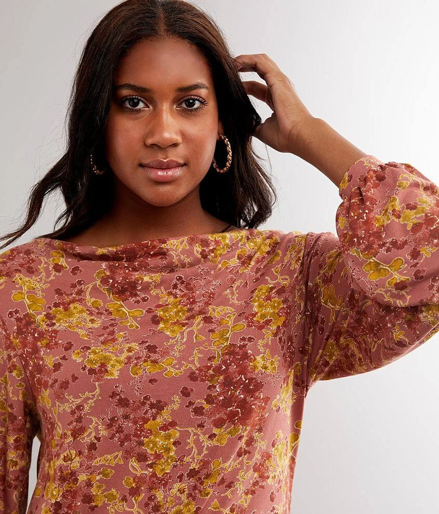 Floral Wide Cowl Neck Top