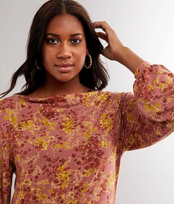 Floral Wide Cowl Neck Top