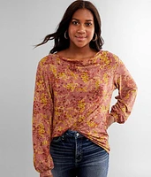 Floral Wide Cowl Neck Top