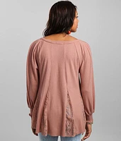 Pieced Henley Tunic Top