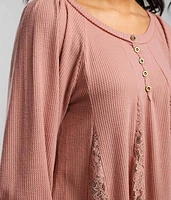 Pieced Henley Tunic Top