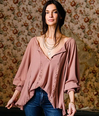 Pieced Henley Tunic Top