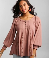 Pieced Henley Tunic Top