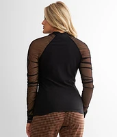 Sheer Mesh Sleeve Top