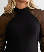 Sheer Mesh Sleeve Top