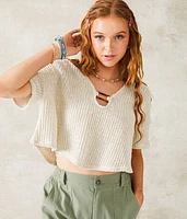 Open Weave Boxy Cropped Top