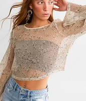 Mesh Cropped Sweater