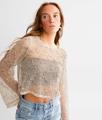 Mesh Cropped Sweater