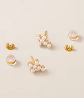Mini Faux Pearl Cross Earring