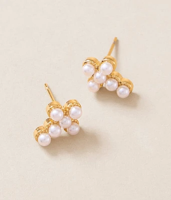 Mini Faux Pearl Cross Earring