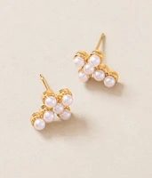 Mini Faux Pearl Cross Earring