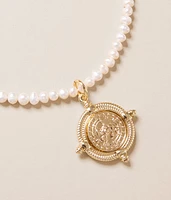 Coin Faux Pearl Necklace