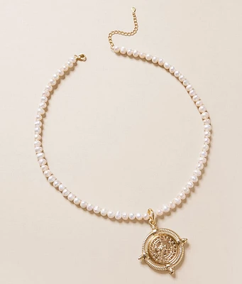 Coin Faux Pearl Necklace
