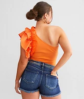 One Shoulder Ruffle Bodysuit