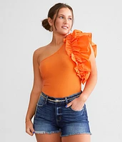 One Shoulder Ruffle Bodysuit