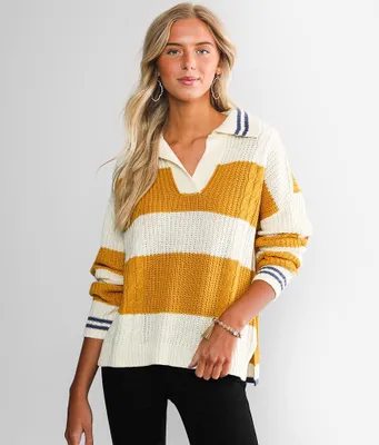 BKE Cable Knit Striped Sweater